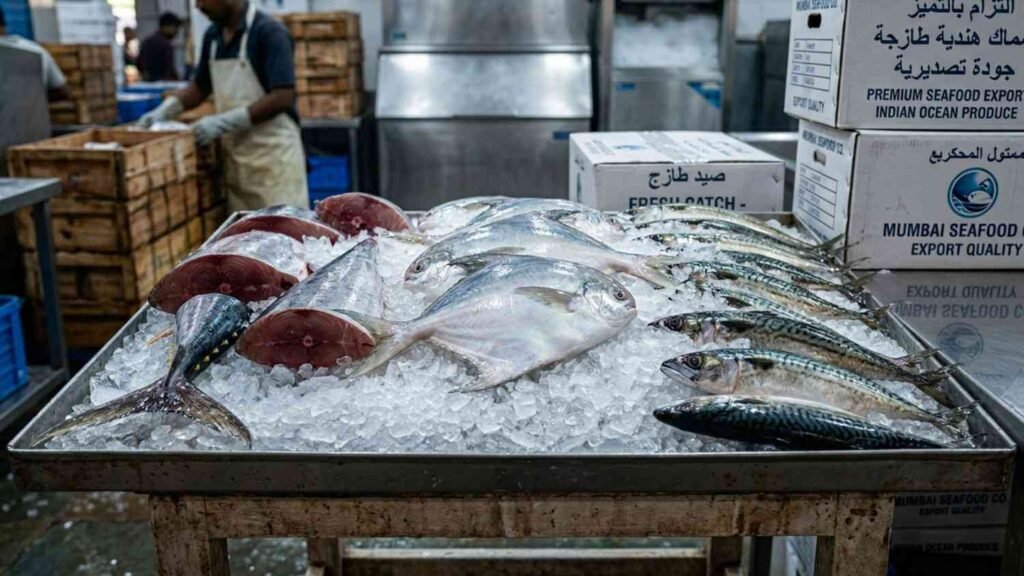 Fresh Indian fish varieties prepared on ice for UAE seafood export