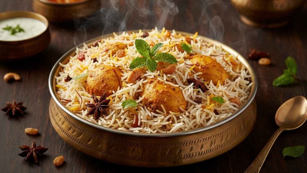 Authentic Indian biryani prepared using fluffy long grain 1509 Steam Basmati Rice
