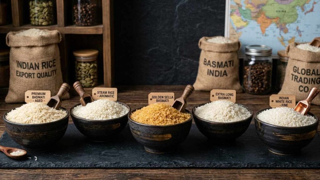 Different varieties of premium Indian rice available for export from India to Qatar